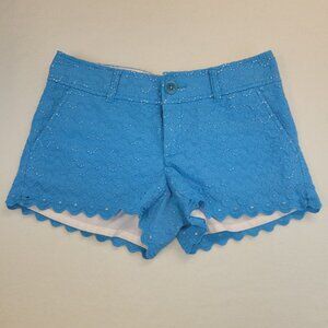 Lilly Pulitzer The Walsh Scalloped Hem‎ Women’s Blue Lace Shorts Size 00